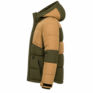 Chaqueta de Invierno para Hombre, Acolchada, con Capucha, Diseño de Bloques de Color, Producción Directa de Fábrica, Logotipo Personalizado, Bordado, Parche, Etiqueta, Exportación - Product Image 2