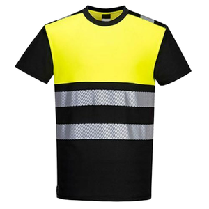 Polo de travail à manches courtes en polyester fluorescent haute visibilité, séchage rapide, avec bande réfléchissante, uniforme de sécurité pour hommes, ODM - Product Image 5