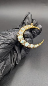 Colgante de Ópalo en Forma de Luna, Chapado en Oro, Estilo Bohemia, Amuleto Unisex, Regalo - Product Image 2
