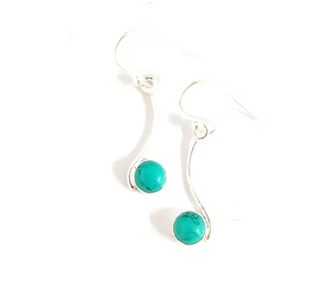 Magnifiques boucles d'oreilles rondes en turquoise naturelle, argent 925, pour femmes, pour les fêtes et le quotidien - Product Image 2