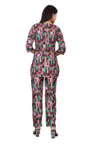 Ensemble Coordonné Femme Imprimé de Haute Qualité en Poly Rayonne, Col Rond, Deux Pièces, Tenue Décontractée d'Été pour Femme, Ensemble Pantalon - Product Image 4