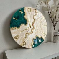 Jam Dinding Antik Desain Modern Bertenaga Baterai untuk Dekorasi Ruang Pernikahan, Pajangan Jarum Seni Geode dengan Pelat Kayu Resin Epoksi Tebal 25mm