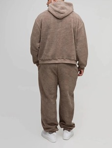 New Arrived 100% Cotton <b>Sherpa</b> Fleece Winter <b>Men</b> Tracksuit Custom Embroidered Logo Printed Streetwear Hip Hop Windproof 2 Piece - Product Image 5