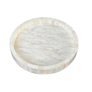 Modern <b>Round</b> Bone Inlay High Quality Decorative Serving <b>Tray</b> with Custom Wood Design for Home Hotel & Restaurant Use - Product Image 3