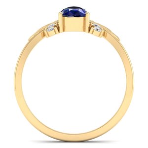 Anillos REYES de Lujo en Plata de Ley 925 con Zafiro Azul Corte Pera de 0.75Ct para Mujer, Joyería Elegante con Moissanita - Product Image 4