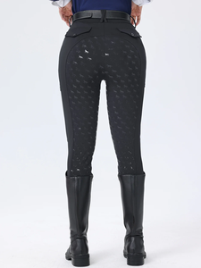 Culotte d'équitation intégrale pour femme, taille mi-haute, unie, avec fermeture éclair, antidérapante en silicone, résistante à l'usure, collection automne-hiver - Product Image 2