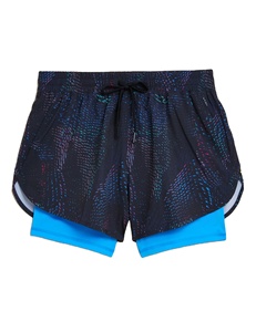 Pantalones cortos de correr tejidos en capas con estampado personalizado de cintura alta para mujer Nuevo estilo de fitness transpirable-Precio al por mayor - Product Image 1