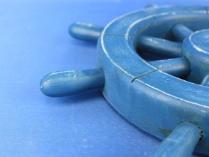 Blue Wooden <b>Ship</b> <b>Wheel</b> Nautical Wall Decor Coastal Marine Steering <b>Wheel</b> Beach House Hanging Decoration - Product Image 4