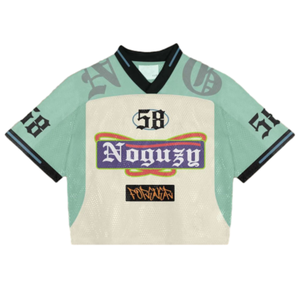 T-shirt de football rétro ample à col en V en maille avec impression intégrale par sublimation personnalisée, maillot de football américain, streetwear, vêtements de football - Product Image 3