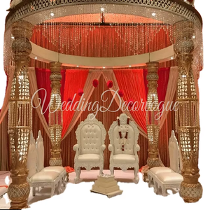เวทีแต่งงานคริสตัลตกแต่งสวยงาม ฉากหลังสไตล์อินเดียสำหรับงานเลี้ยงฉลองสมรส งานหมั้น และงานอีเว้นท์ในร่ม - Product Image 2