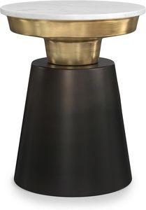 Linea Exports <b>Stool</b> <b>Antique</b> Brass Shiny Finish with Round Hammer Industrial Round Hammered Metal Accent <b>Stool</b> Table - Product Image 4