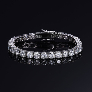 925 Silver Moissanite Round Cut Tennis Bracelet Classic Four Prong Luxury Diamond Look Statement Bracelet <b>for</b> <b>Men</b> Women Gift - Product Image 6