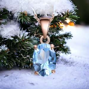 จี้พลอยโทแพซสีฟ้าสไตล์วินเทจ เงินแท้ 925 ชุบทองคำขาว 14K และโรเดียม ของขวัญประจำเดือนธันวาคม - Product Image 2