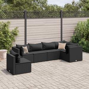 Conjunto de Muebles de Patio de Ratán PE Negro con Acero con Recubrimiento en Polvo, Muebles de Patio Duraderos para Exteriores - Product Image 1