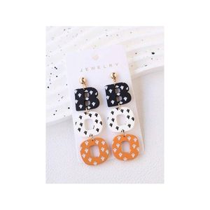 Divertenti e Carini Orecchini BOO con Stampa Fantasma di Halloween, in Acrilico e Argilla Polimerica, per Feste e Regali Festivi, Accessorio Divertente - Product Image 3