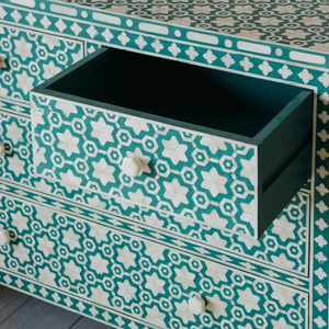 Modern Bone Inlay Buffet <b>Sideboard</b> Geometric Inlay Pattern Wooden <b>Storage</b> Cabinet Living Room Home Decor - Product Image 2