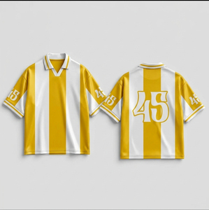 Maillot de football rétro pour homme, col en V, respirant, anti-humidité, tissu 100% polyester, emplacements pour logo personnalisé, sangle réglable - Product Image 1