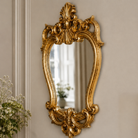 Miroir mural baroque en or antique, cadre orné de motifs, miroir décoratif vintage pour chambre à coucher, salon, décoration de la maison