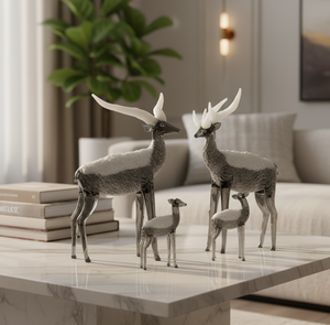 Juego de Figuras de Renos de Vidrio Borosilicato Hechas a Mano, Acabado Brillante, Colores Personalizados, Adorno Decorativo para Mesa - Product Image 2