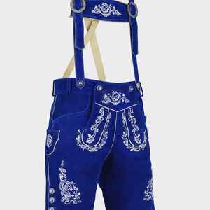 Shorts en cuir Trachten Lederhosen bleu alpin de qualité supérieure, tailles européennes 46 à 60 - Product Image 1