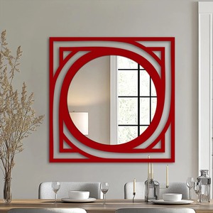 Red <b>Frame</b> Wall Mirror Suitable For Wash Basin Area Adds Bold And Stylish Look To Bathroom Space Wholesale From India - Product Image 1