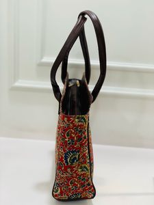 Bohemian Fashion Cotton <b>Canvas</b> <b>Tote</b> <b>Bag</b> with Red Floral Pattern Zipper Closure and Matching Pouch for Daily Use - Product Image 5