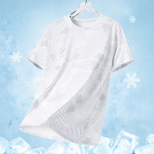 T-shirt de sport décontracté d'été pour homme, grande taille, en soie glacée, à séchage rapide, respirant, col rond, coupe ample, avec broderie de logo personnalisée OEM - Product Image 4