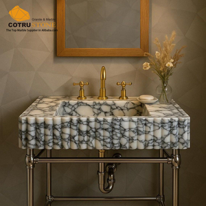 Évier de salle de bain en marbre naturel Calacatta Viola Lavabo en marbre pour maison d'hôtel - Product Image 2