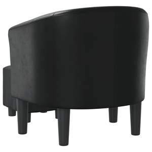 <b>Black</b> Faux Leather <b>Tub</b> <b>Chair</b> with Footstool for Living Room - Product Image 5