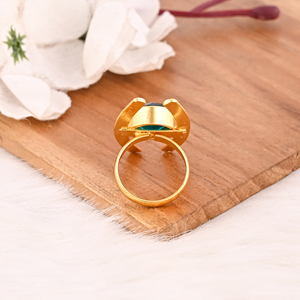 แหวนทองเหลืองชุบทองประดับอัญมณี ดีไซน์หรูหราสำหรับผู้หญิง - Product Image 5
