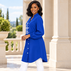 Blusa Larga con Mangas Abullonadas Bordada de la Hermandad Griega Zeta Phi Beta - Product Image 2