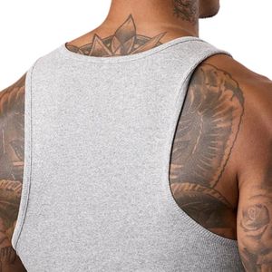 Camiseta sin mangas gris acanalada para hombre, camiseta deportiva para gimnasio, ajuste muscular, ropa deportiva para entrenamiento y fitness - Product Image 4