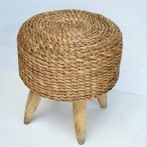Tabouret rond en jacinthe d'eau tressée écologique, décoration de sol bohème naturelle, pouf, fabriqué au Vietnam - Product Image 5