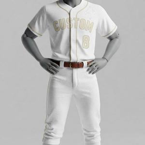 Ensemble uniforme de baseball pour homme, logo blanc, 100 % polyester, imprimé par transfert thermique, manches courtes, respirant, séchage rapide - Product Image 1