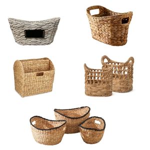 Panier de rangement GONDOLA vintage géométrique en jacinthe, conteneur écologique pour la décoration intérieure, organisateur de chambre et de salle de bain, pour magazines - Product Image 1