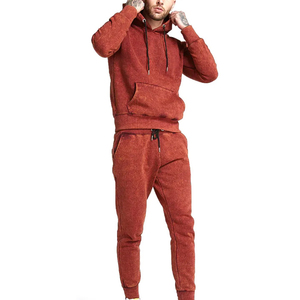 Winter Solid Color Casual Eco-Friendly <b>Men's</b> 2-Piece Breathable Lightweight Full Sleeve 100% Cotton Tracksuit T-Shirts Pants - Product Image 4