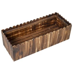 Jardinière surélevée en bois à bords festonnés de 40 po x 16 po x 12 po pour fleurs et plantes - Product Image 1