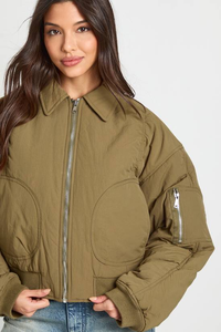 Chaqueta Bomber Corta de Punto Negra para Mujer, Impermeable, Transpirable, Cortavientos Informal de Invierno con Cierre de Cremallera - Product Image 6