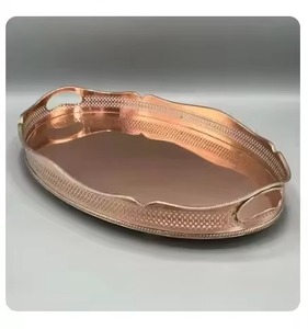 <b>Copper</b> Serving Tray Premium Serving Platter for Snacks Drinks Tea Coffee in Home Kitchen Dining <b>Table</b> Restaurant Use - Product Image 6