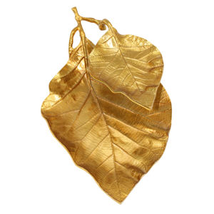 Plat et plateau en métal en forme de feuille pour la maison, mariage et événements, assiette à fruits en métal pur, finition nickel - Product Image 5