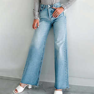 Pantalones vaqueros casuales de otoño para mujer, estilo streetwear, de pierna ancha, holgados, de cintura media, largos hasta el suelo. - Product Image 5