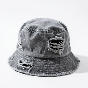 Chapeau Bob en Coton Effet Vieilli de Qualité Supérieure OEM 2026, Chapeau Bob Personnalisé avec Logo en Gros, Chapeau Bob en Jean - Product Image 3