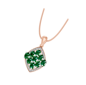 Venta caliente colgante de racimo de Esmeralda verde de lujo personalizado 14K/18K chapado en oro corte ovalado piedra preciosa diamante Halo joyería fina - Product Image 6