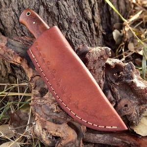 TARJ ENTERPRISES OEM Cuchillo de caza de hoja fija de acero de alto carbono con punta caída, mango de madera de grado industrial y cuero, venta al por mayor - Product Image 5