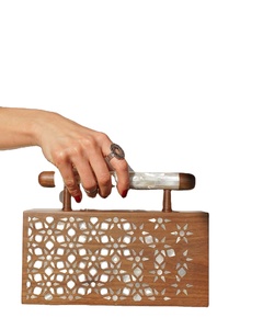 Bolso de Mano de Lujo Personalizable Hecho a Mano para Boda, Incrustaciones de Nácar, Alta Calidad, Cierre Abierto, Estilo Femenino, Cadenas Bordadas, Islámico - Product Image 2