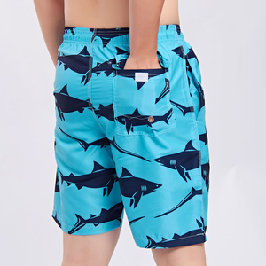<b>Men's</b> Shark Print Board Shorts Mid Rise Drawstring Quick Dry Casual Style Polyester Swim <b>Trunks</b> - Product Image 2