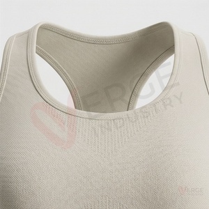 <b>Women</b> <b>Seamless</b> Yoga Set 2 Piece Beige Racerback Sports Bra High Waist Full Length <b>Leggings</b> - Product Image 4