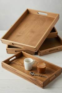 Bandeja ovalada contemporánea de madera para uso diario, bandeja de madera para servir, bandeja de madera para chocolate, tabla de cortar para mesa de comedor - Product Image 1