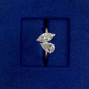 Anillo Toi Moi Único con Diamante Cultivado en Laboratorio de Corte Marquesa y Pera de 1.01CT, con Oro Sólido de 14K, Regalo de Compromiso para Novias - Product Image 2