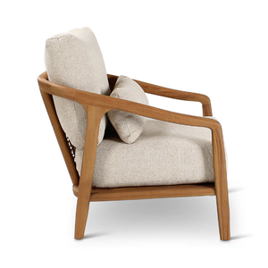 Sillón de Diseño Minimalista con Cojín Grueso de Madera y Material de Madera de Teca para Decoración de Muebles de Jardín - Product Image 4